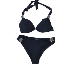 H&M Two Piece Bikini Bathing Suit 34B Top, Size 4 Bottom Black, Underwire Bikini